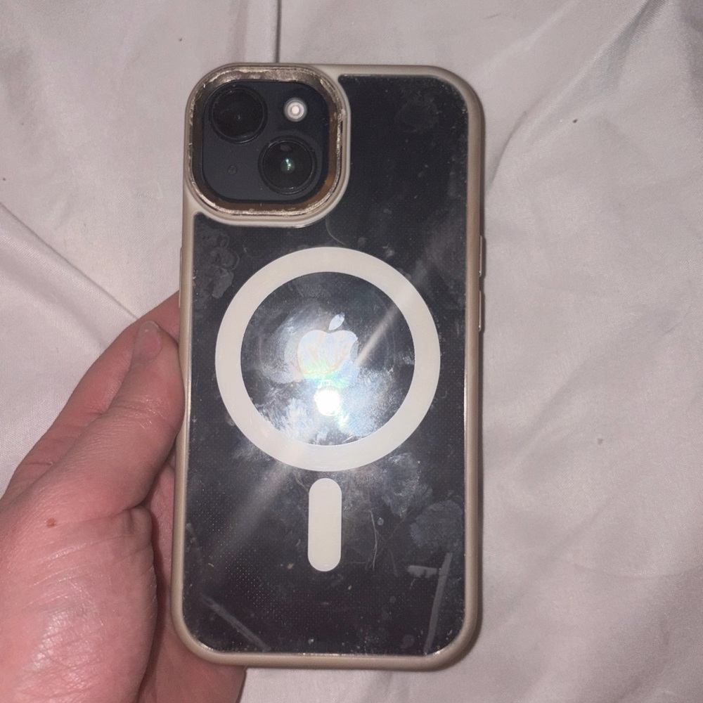 Apple iPhone with Black and White MagSafe Case
